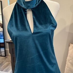 Elegant Teal Halter Neck Women's Top